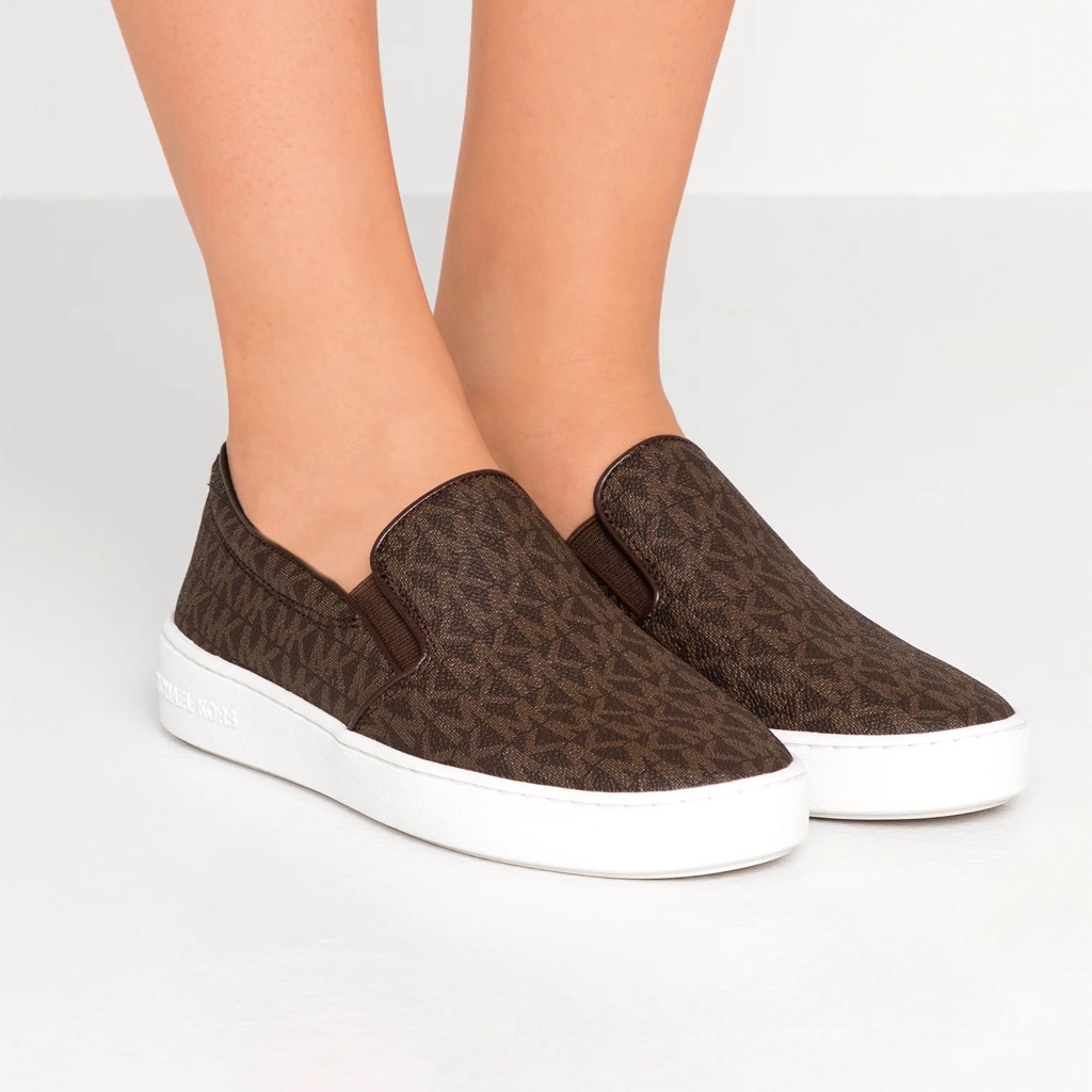 Michael Kors Women's Brown Keaton Logo Slip-On Sneaker